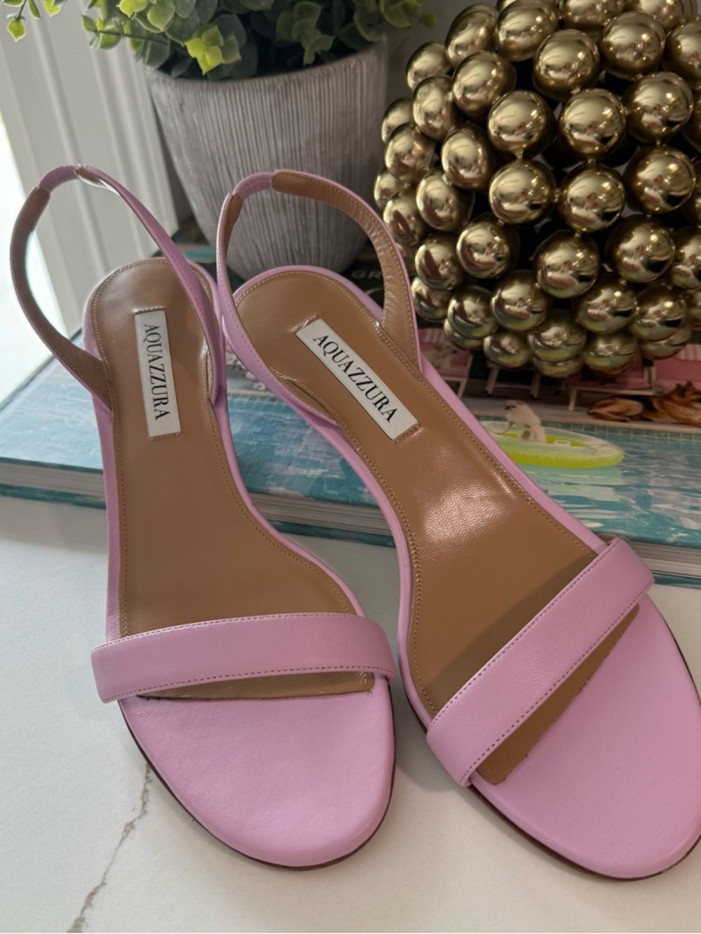 Aquazzura So Nude Petal Rode Sandal, Pink Slingback Kitten Heel EU 39 US 9 - Picture 4 of 9